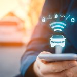 Intelligent car app on smart phone concept