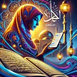 DALL·E 2025-03-01 01.28.37 – A striking and eye-catching digital artwork for a Facebook ad campaign. A woman wearing a vibrant hijab is reading the Quran on her smartphone using a